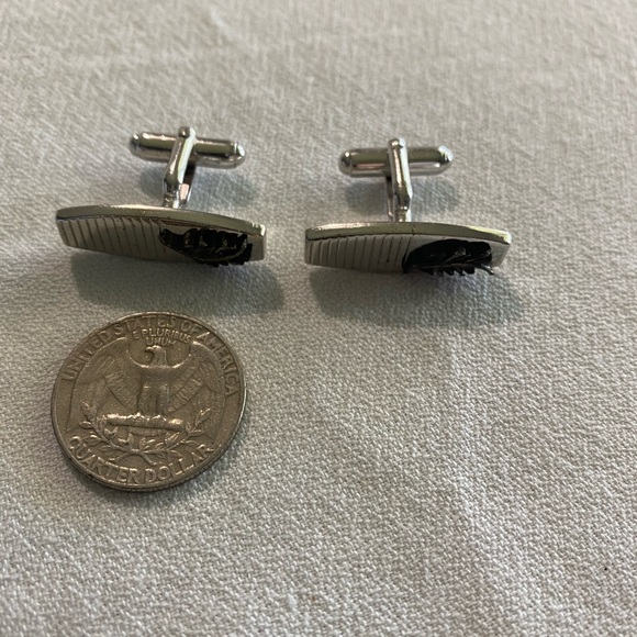 Leaf motif cuff links, silver tone, vintage - Picture 3 of 3